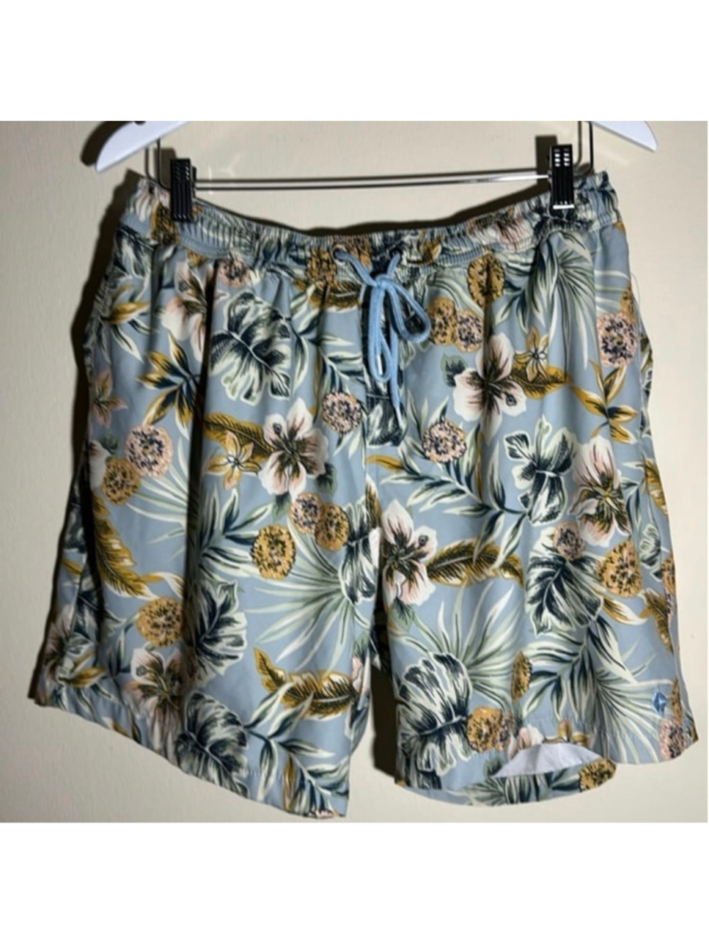 Lucky Brand Floral Swim Trunks XL Blue Yellow